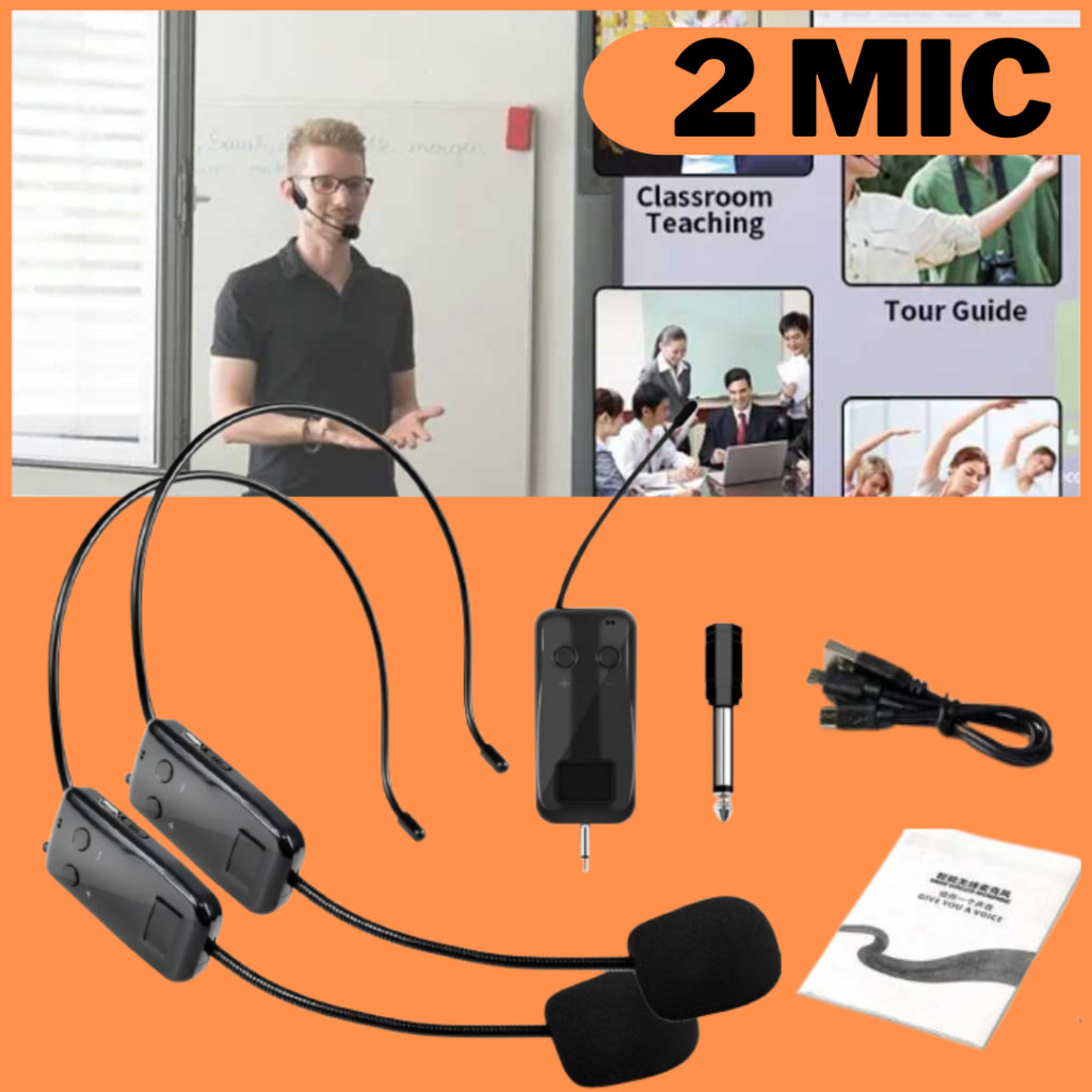 KING 2 PCS MIC MIKROPON BANDO IMAM MASJID TARAWIH KARAOKE WIRELES JARAK JAUH CAS MENGAJAR JERNIH
