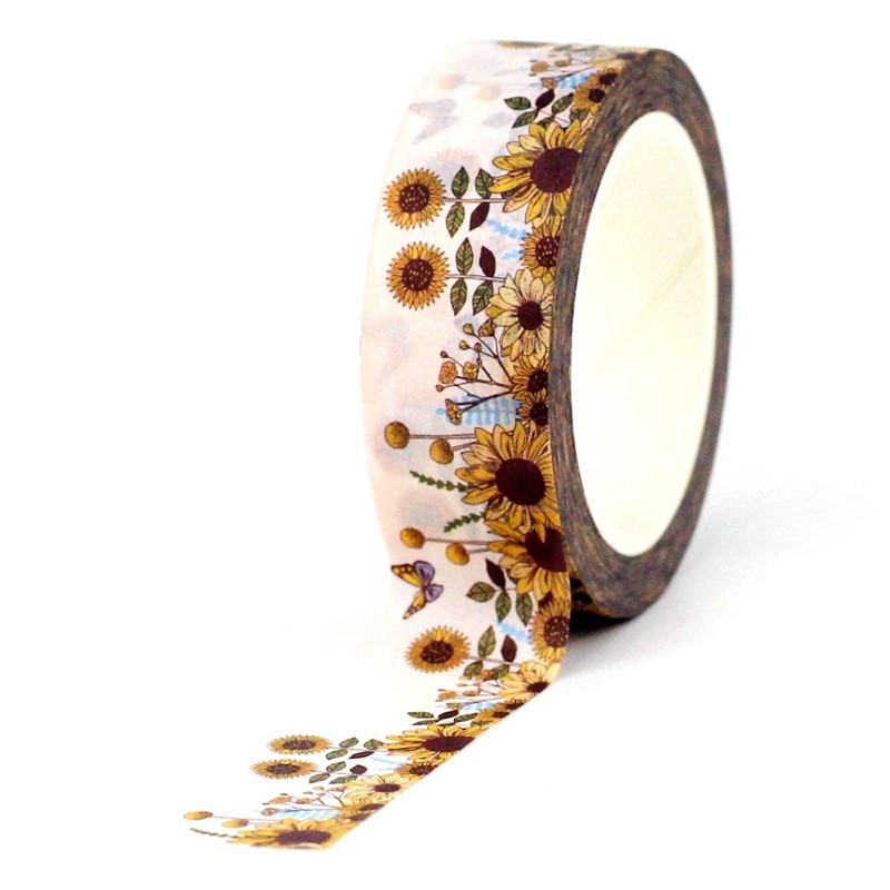 

2023 NEW 1PC 10M Decor Sunflower & Butterfly Washi Tape for Scrapbooking Planner Adhesive Masking Tape Cute Papeleria