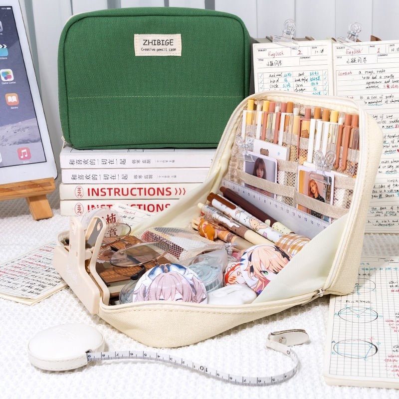 

Simple 90°open Pencil Case with Large Capacity Multi-layer Classification Storage Waterproof and Wear-resistant Stationery Bag