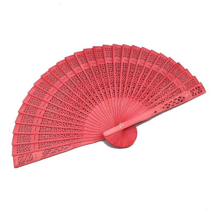 Kipas Cendana Souvenir Pernikahan Kipas Kayu Bali Hadiah Kipas Lipat - Merah