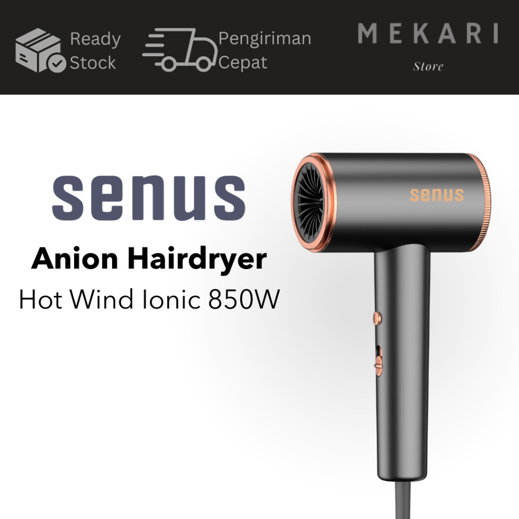 Senus Anion HairDryer PENGERING RAMBUT Salon Low Watt Haircare Ion Negative