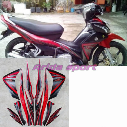 Striping sticker lis body yamaha jupiter z new robot 2009 2010 hitam merah