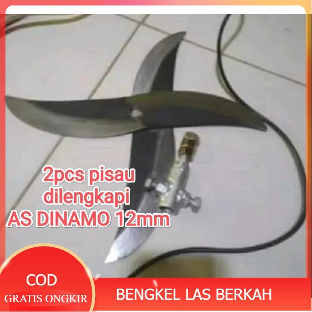 2PCS PISAU PENCACAH RUMPUT  baja SPOH PANDE 25 CM dilengkapi as sambung dinamo