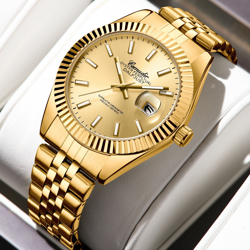 

Jam Tangan Mekanik Palsu Berongga Log Pria Kalender Bercahaya Tahan Air