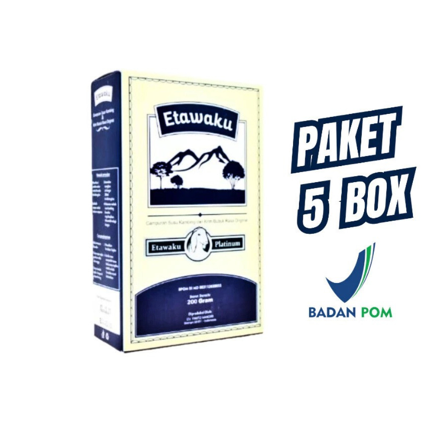 

PAKET 5 BOX ETAWAKU Platinum Susu Kambing Etawa Bubuk isi 200 Gram Original Bpom