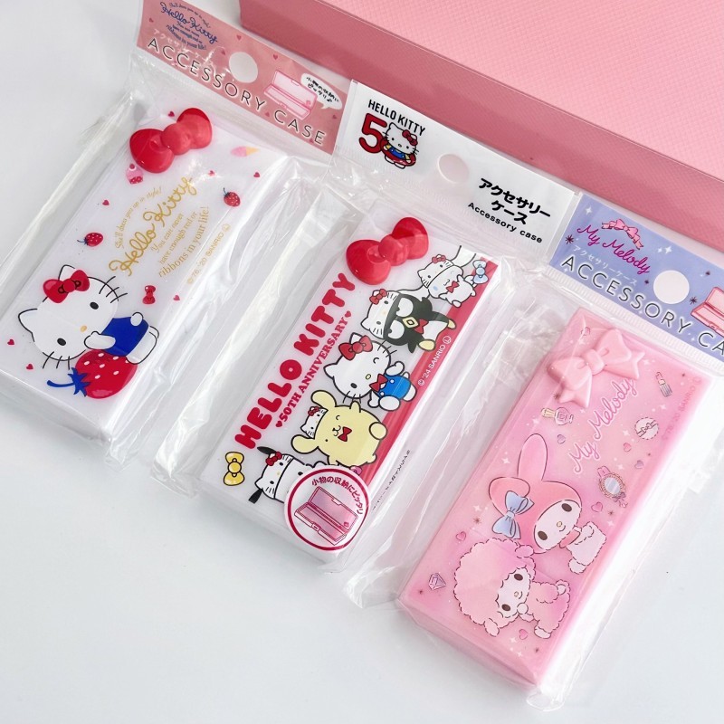 

Kawaii Cartoon Hello Kitty Y2K Square Storage Box Cute My Melody Anime Student Portable Desktop Hairpin Storage Box Girls Gifts