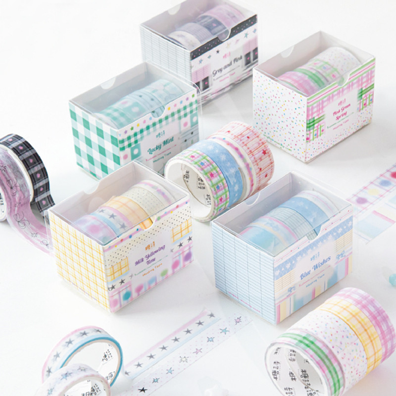 

Washi Tape 5rolls/bag Stars and Stripes Plaid Tape Scrapbook Stationery DIY & Handbook Mobile Phone Case Notebook Decoration