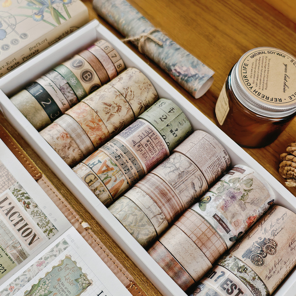 

32 Rolls Vintage Floral Washi Tape Set DIY Colored Decorative Masking Tape Notebook Diary Junk Journal Wrapping Supplies