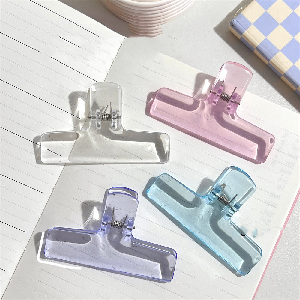 

Cute Transparent Bingder Clips for School & Office Supplies Stationery Big Clear File Document Clamps