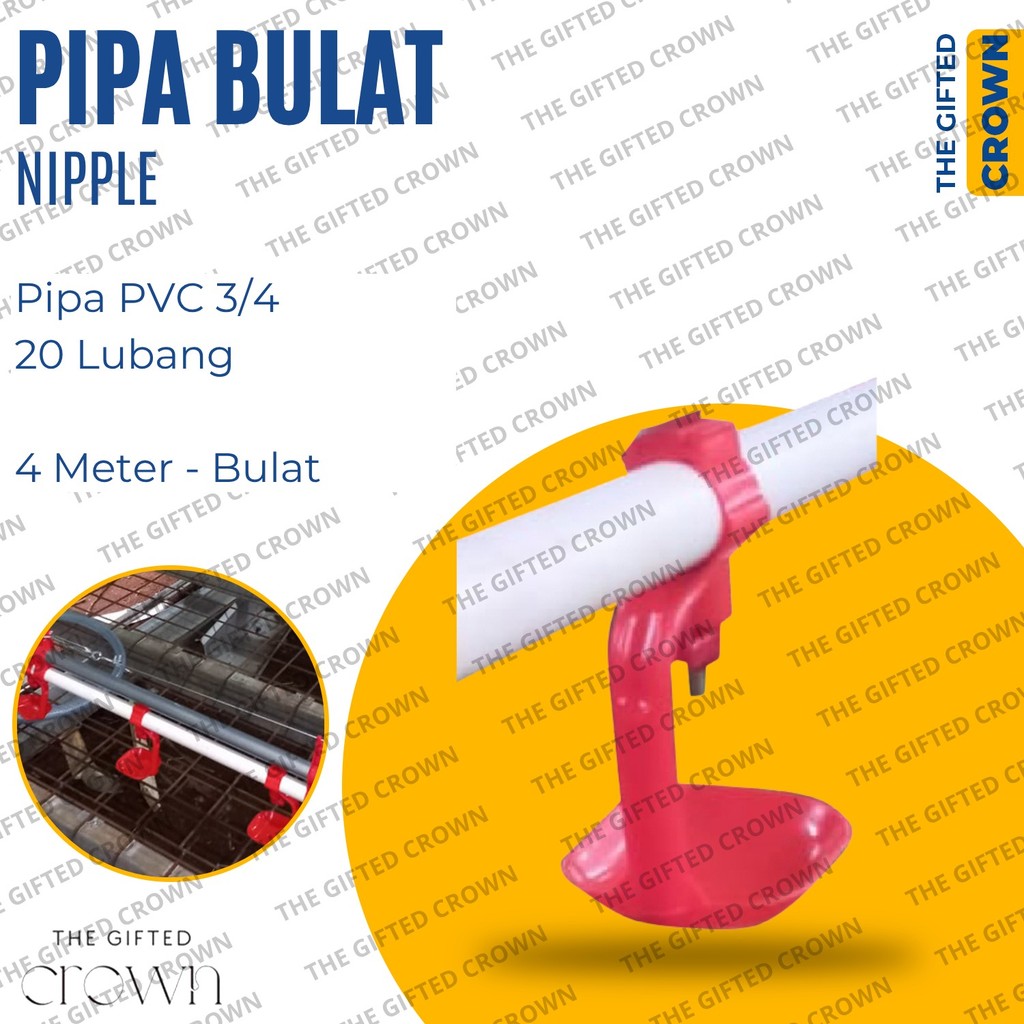 Pipa/Paralon Bulat PVC 3/4" 16 Lubang/20 Lubang Premium / Pipa/Paralon Bulat Nipple/Nipel/Napel/Nipp