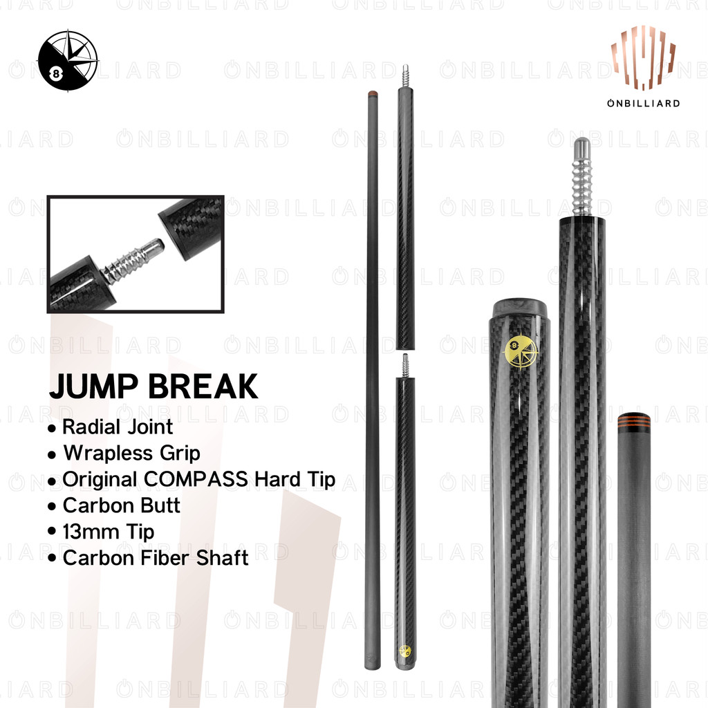 COMPAS Jump Break Carbon Fiber Cue Stick Billiard JumpBreak Cues