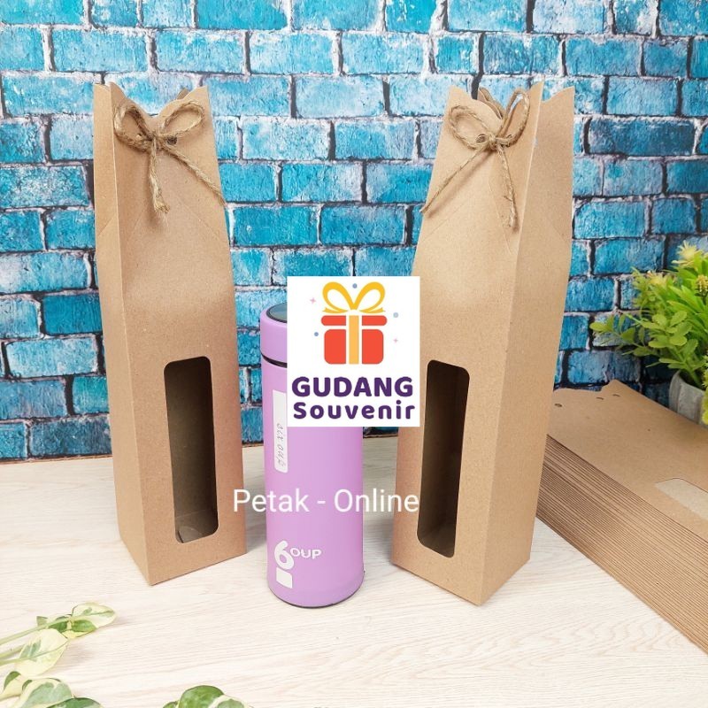

25 Pcs, Box Kemasan Botol/ Tumbler, Kraft/ Papper Bag 7x30 cm Harga Murah