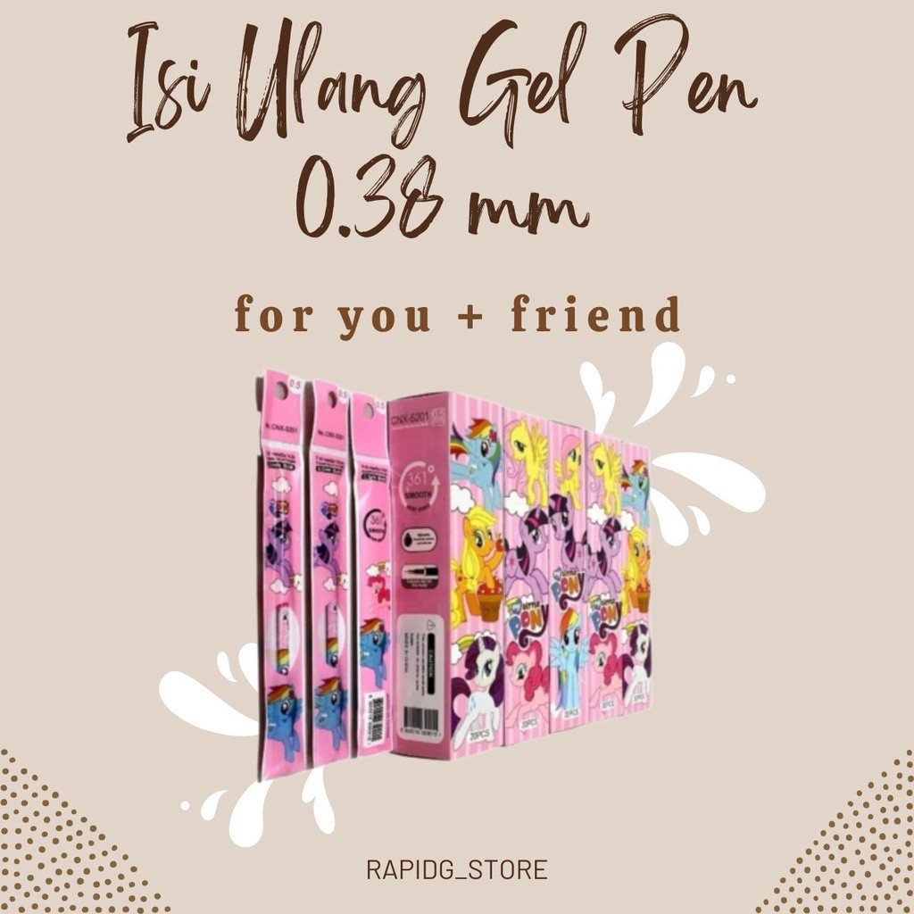 

Isi Ulang Refill Tinta Pulpen Gel Berkarakter 0.5 MM Tinta Hitam 1 Box 20 Pcs