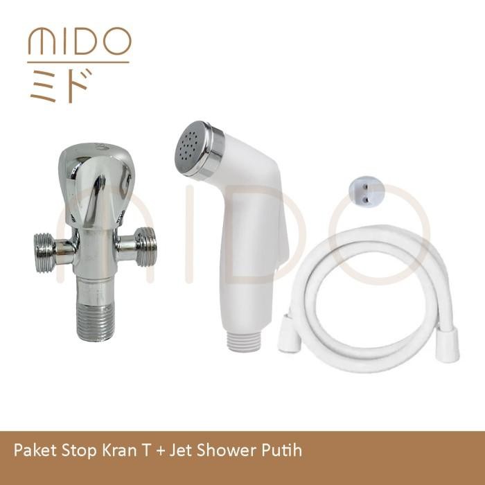 Ready Stok  Paket Kran shower cabang 2 + Toilet Jet Shower Bidet Kloset Putih - Putih