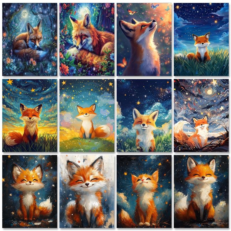

GATYZTORY Painting By Numbers Hand Drawn Style Animals Adult Kit Fox DIY Acrylic Paint Canva Artwork Canva Art Gift Home Decorat