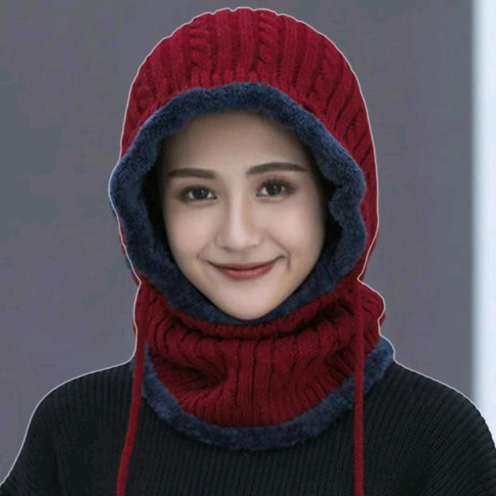 TERBARU Topi hijab rajut wanita import - maron