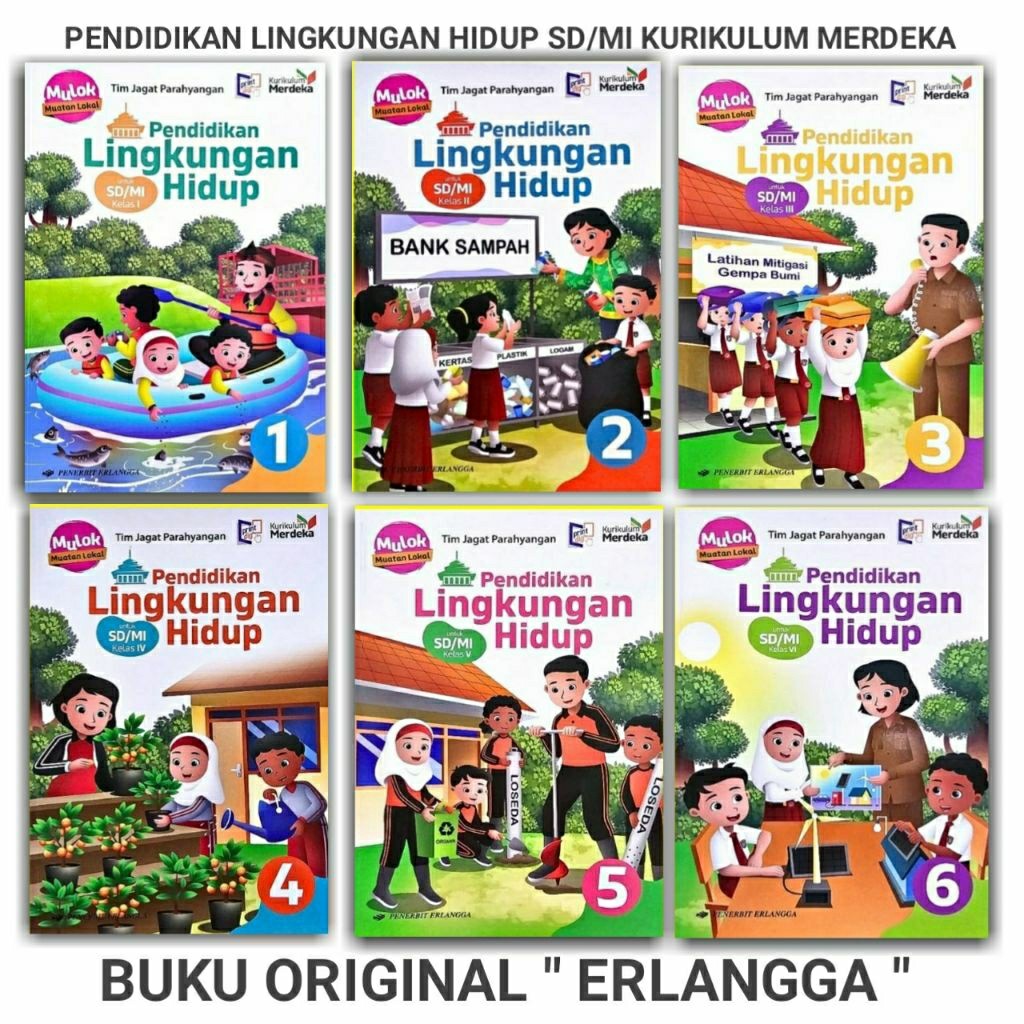 Plh Pendidikan Lingkungan hidup Kelas 1,2,3,4,5,6 SD/MI Kurikulum Merdeka Erlangga Original