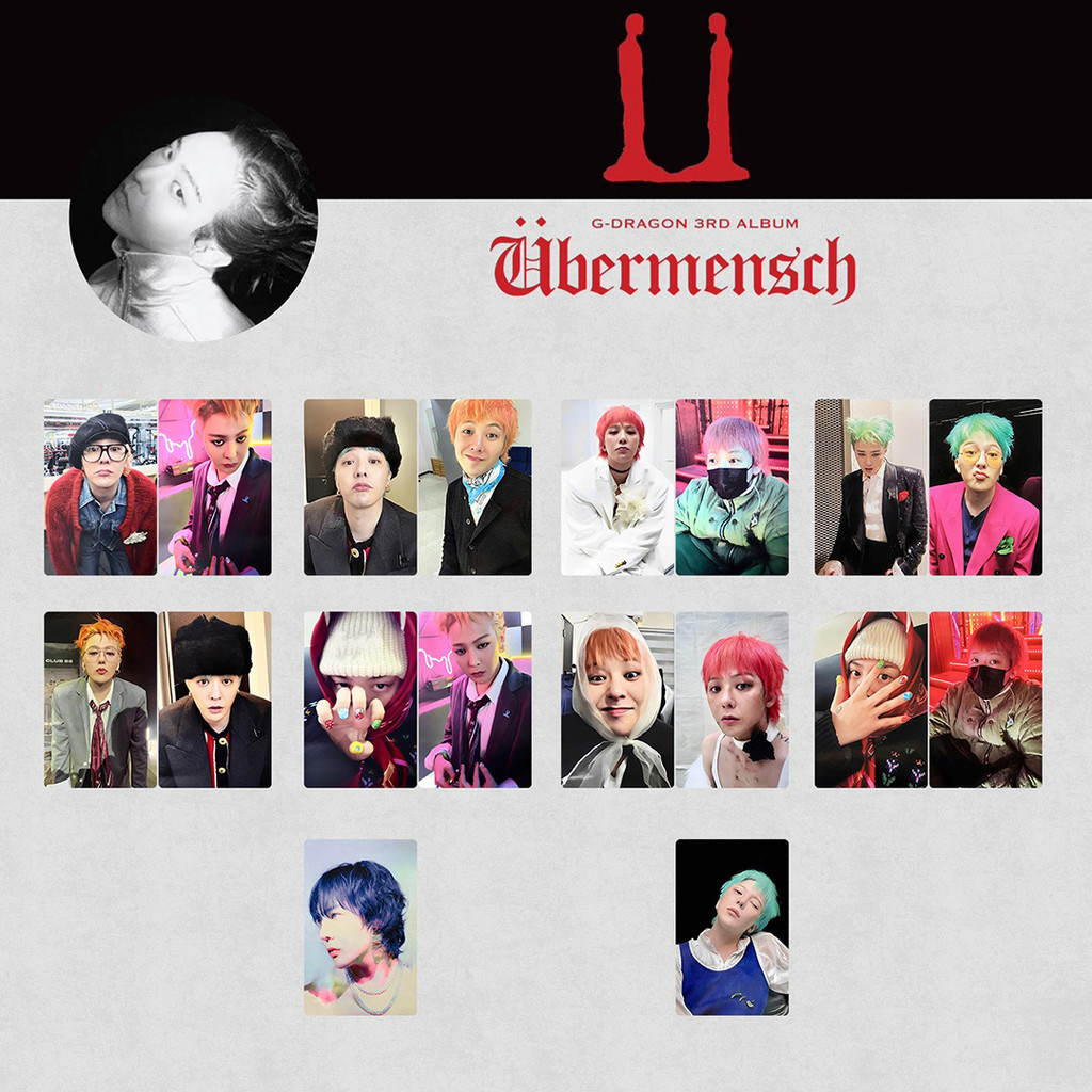 

1/2Pcs/Set KPOP G-Dragon Übermensch Album New Cards Two Sides Print Personality Selfie Photocards Fans Birthday Collection Gift