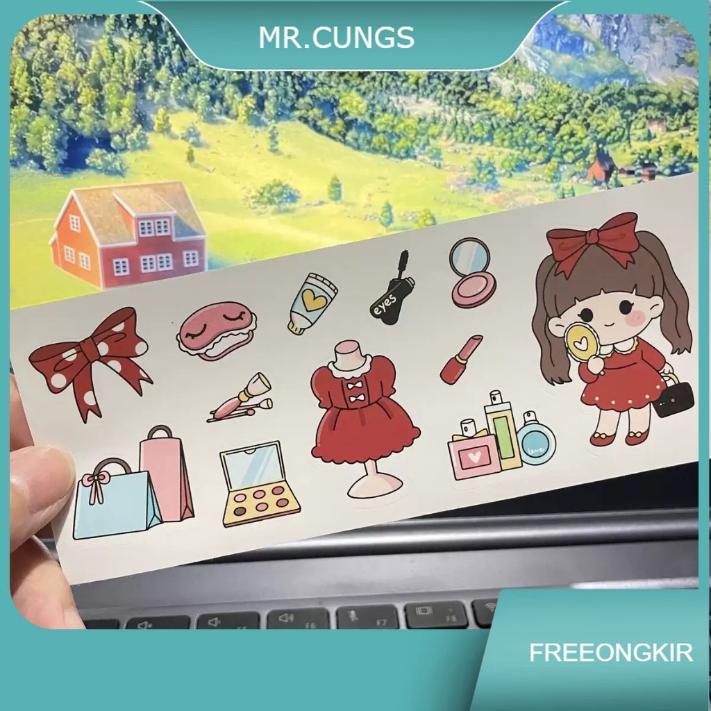 

Stiker Tumbler Stiker kartun (pola acak) Stiker Termos Kopi Anti Air Aesthetic Design DIY