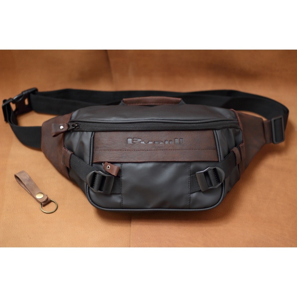 Waistbag Original Pusiill / Waistbag kombinasi Kulit Asli + Bimo Waterproof/ Tas Selempang Pria & Wa