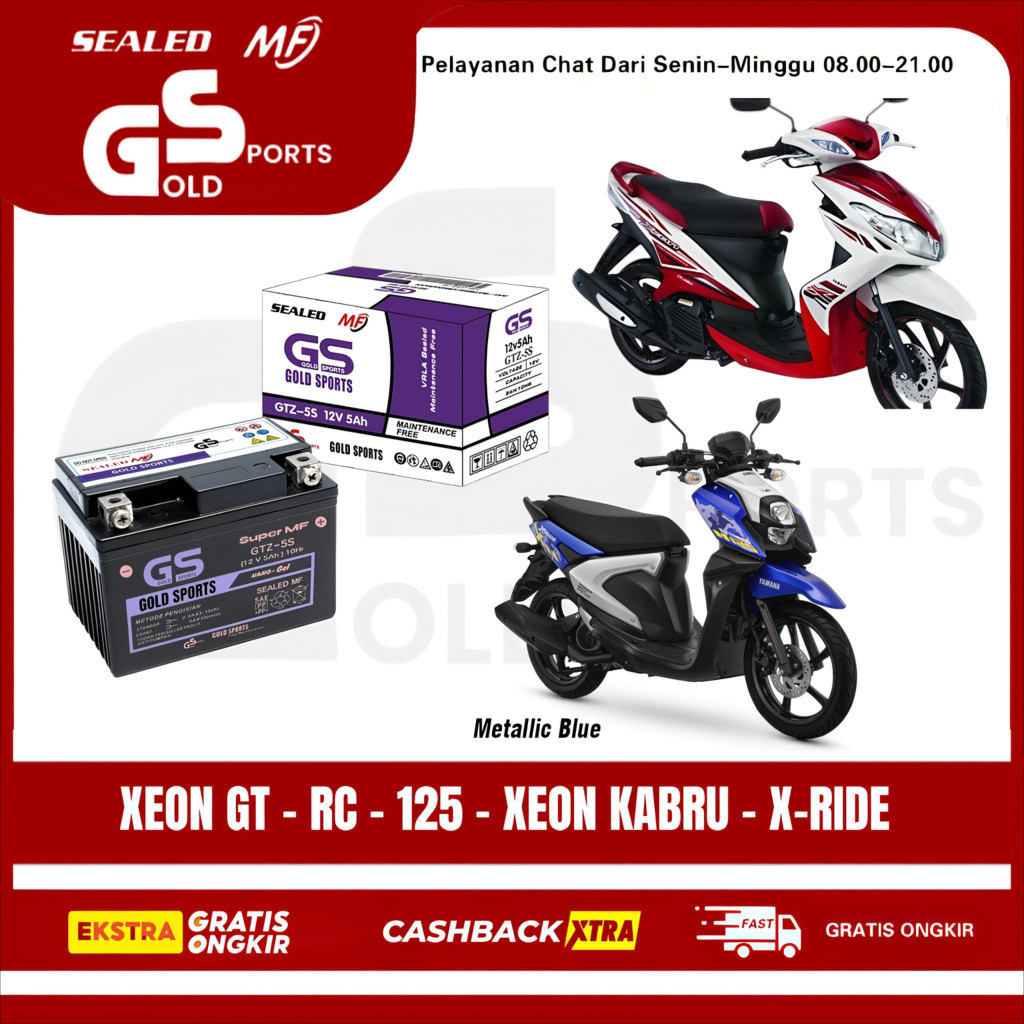GOLD SPORTS Aki Full Kering Motor YAMAHA XEON GT RC 125 XEON KABRU GTZ5S 12V5Ah Accu Gel MF Battery