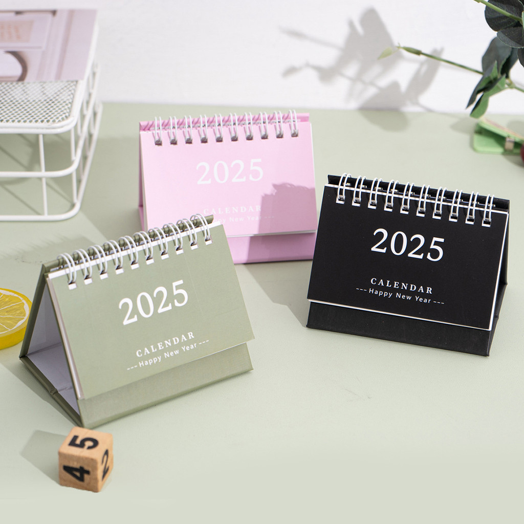 

1 pc square 2025 Cover Desk Calendar, Portable Foldable Tabletop Calendar, School & Office Desktop Decoration, Home Essentials