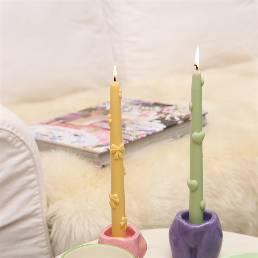 

Heart and Ribbon Bow Candle Silicone Mold Aromatic Candles Molds for Candle Making Home Decoration Tools