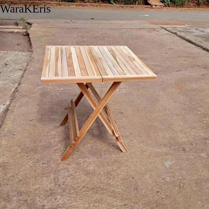 MEJA LIPAT KAYU JATI | MEJA CAFE LIPAT KAYU JATI | MEJA TAMAN LIPAT - Finishing WR5