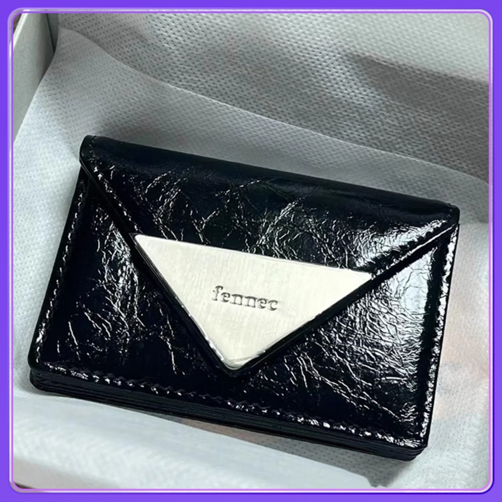 

South Korea's new niche fennec cowhide card bag, triangle flip ID card bag, classic change, multi-color wallet