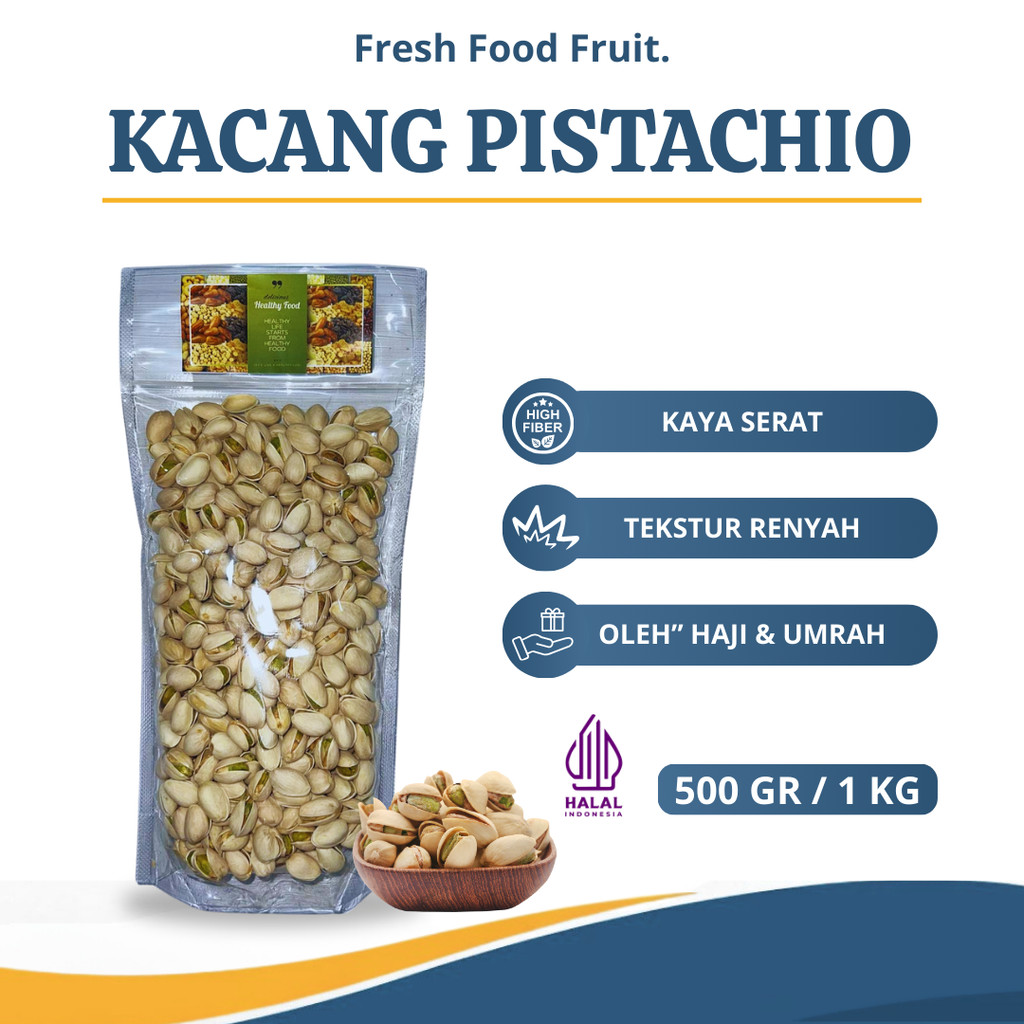 

Kacang Pistachio Roasted Kacang Fustuk 1 Kg Oleh Oleh Haji dan Umrah Kacang Khas Arab