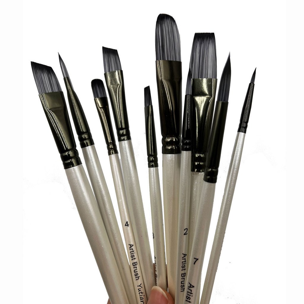 

10pcs Premium Artist Paint Brush Set - Versatile Nylon Hair Brushes for Acrylic, Watercolor, Oil, and Body Painting