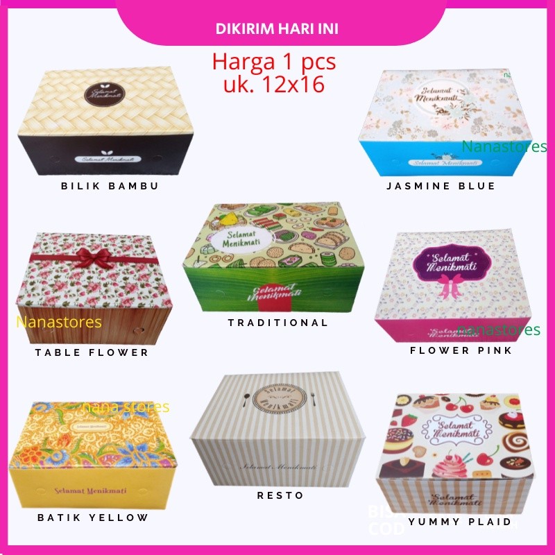 

1 Pcs Dus Kue Ukuran 12x16, Box Snack, Dus ulang tahun, Dus makanan, dus snack, dus kue basah