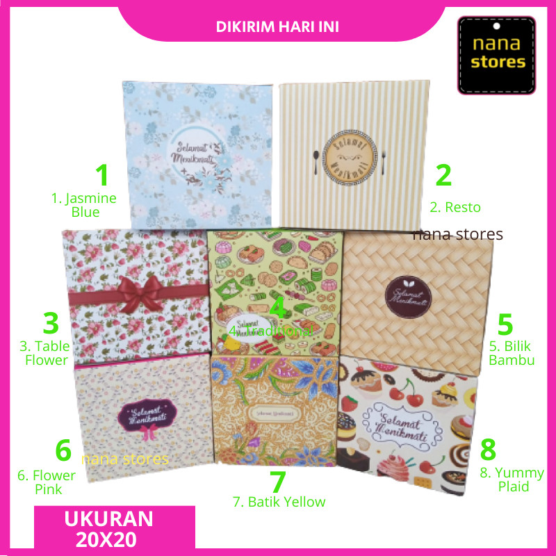 50 Pcs Dus Tutup Alas Pisah, Dus nasi, box nasi, dus catering ukuran 20x20