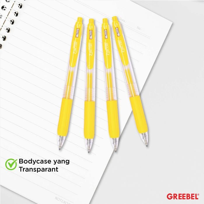 

GREEBEL PULPEN GEL / GEL PEN Zircon GP-509 0.5 Kuning (12PCS/SET) / Ballpen Gel Ballpoint Bolpen Bolpoin Pena Gel