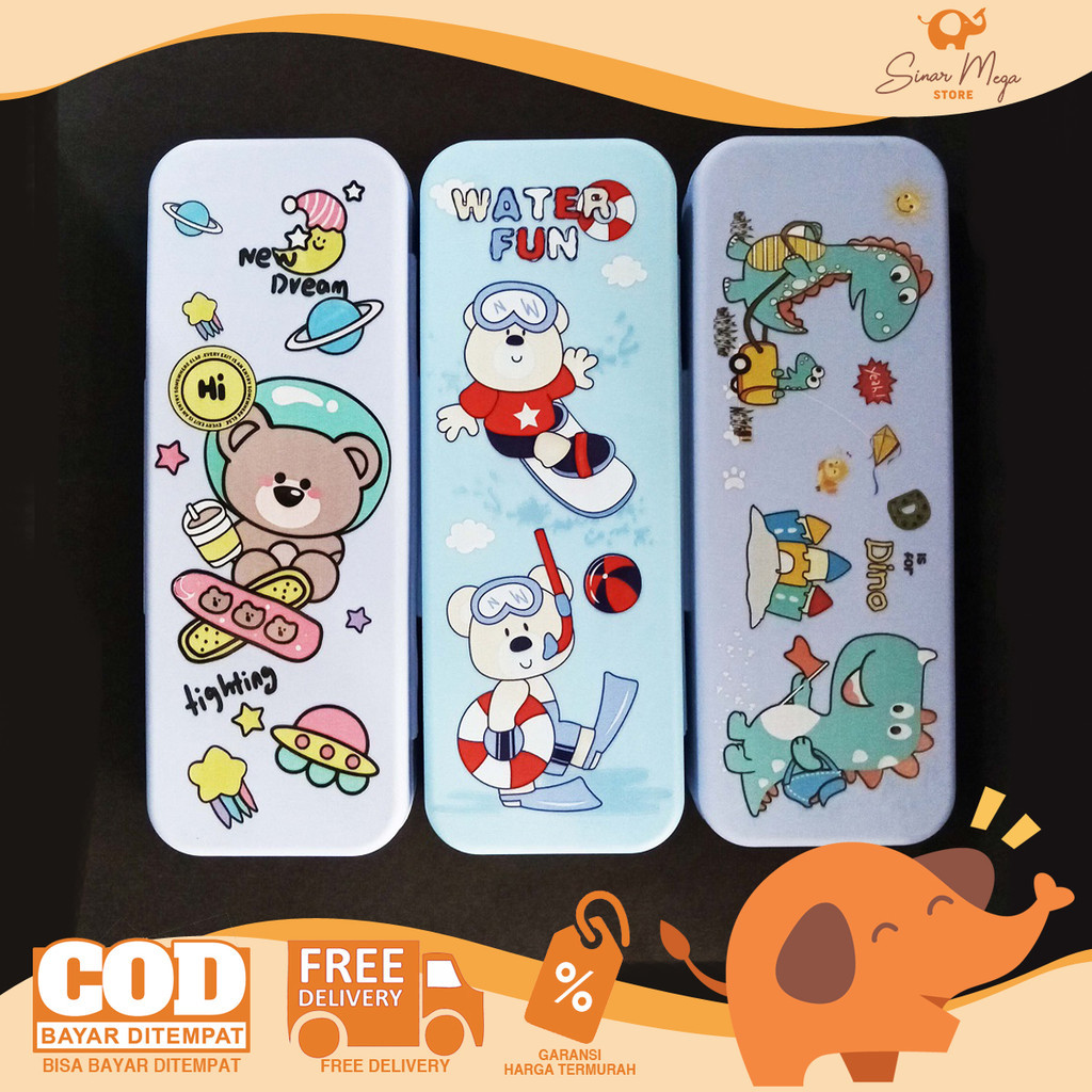 

FANCY Kotak Tempat Pensil Plastik 2 Susun 3390-5 - Pencil Case Pastel Lucu Murah