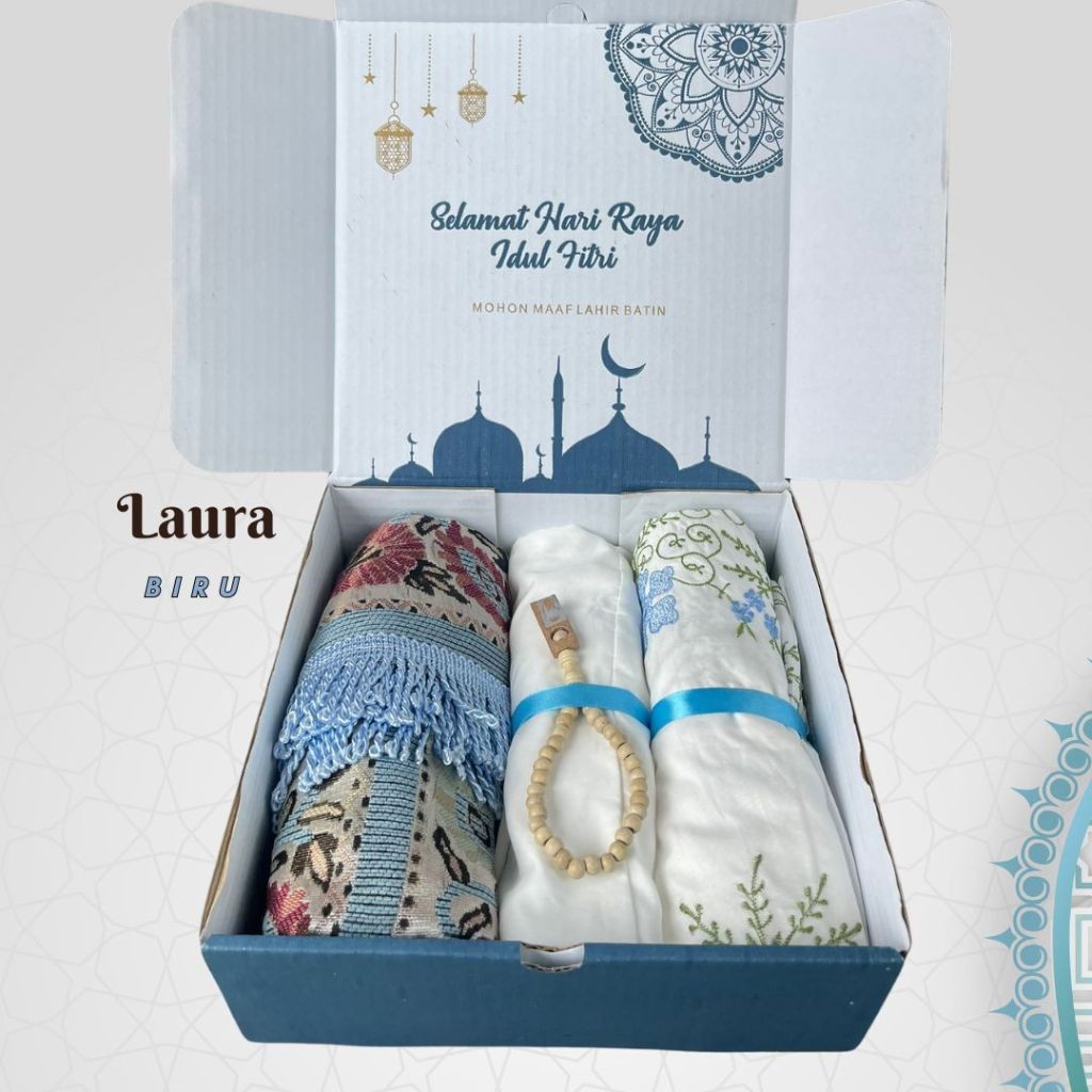 

HAMPERS GIFT SET MUKENA 2IN1 LAURA I Mukena + TASBIH + KARTU + BOX