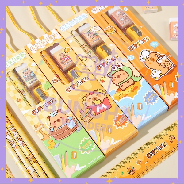 

BW Stationery Karakter Set Alat Tulis 5 in 1 / Lucu / Anak Motif Kartun Kapibara Capybara S-AT036