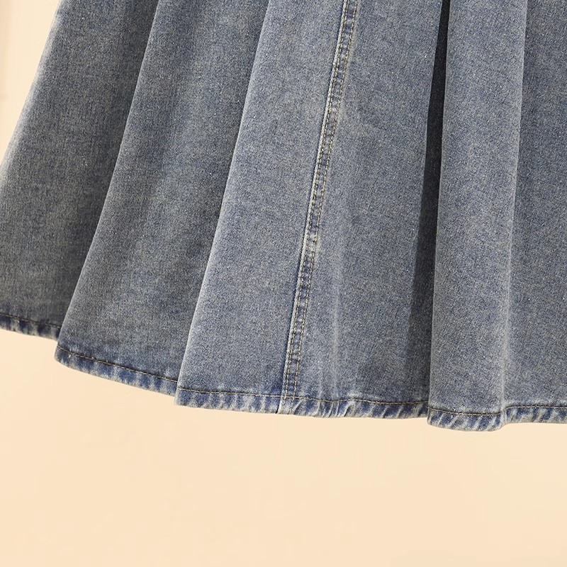 LIM_STORE 【boll.id】Rok Jeans Jumbo Plisket Premium Skirt Denim Panjang Midi Highwaist Rok Korean Sty