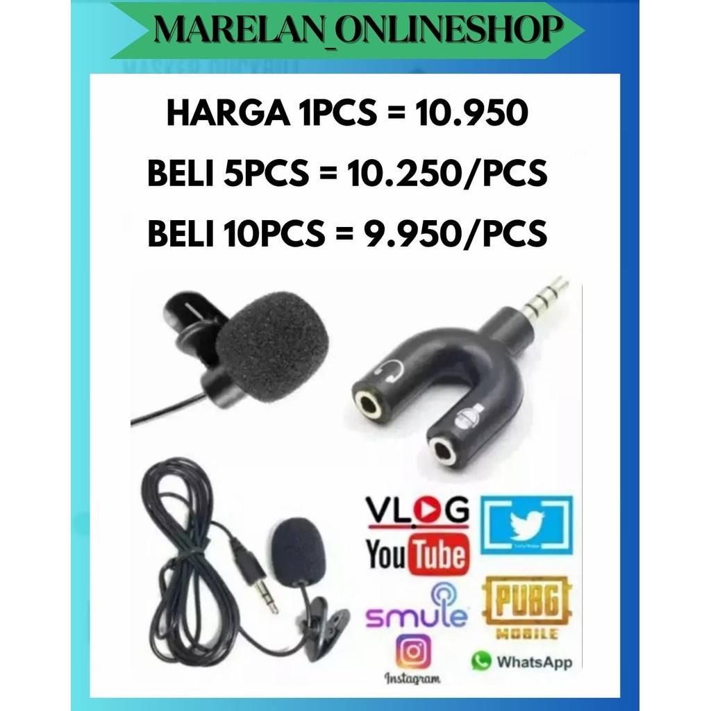 MOS [PAKET 2IN1] AUDIO SPLITTER U + MIC CLIP ON SEPAKET UNTUK YOUTUBER VLOGGER