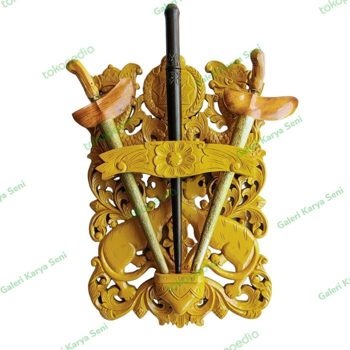 Blawong Pusaka & Pusaka Ukir Macan & Naga Logo Mangkunegaran Cet Kuning Termurah Seindonesia