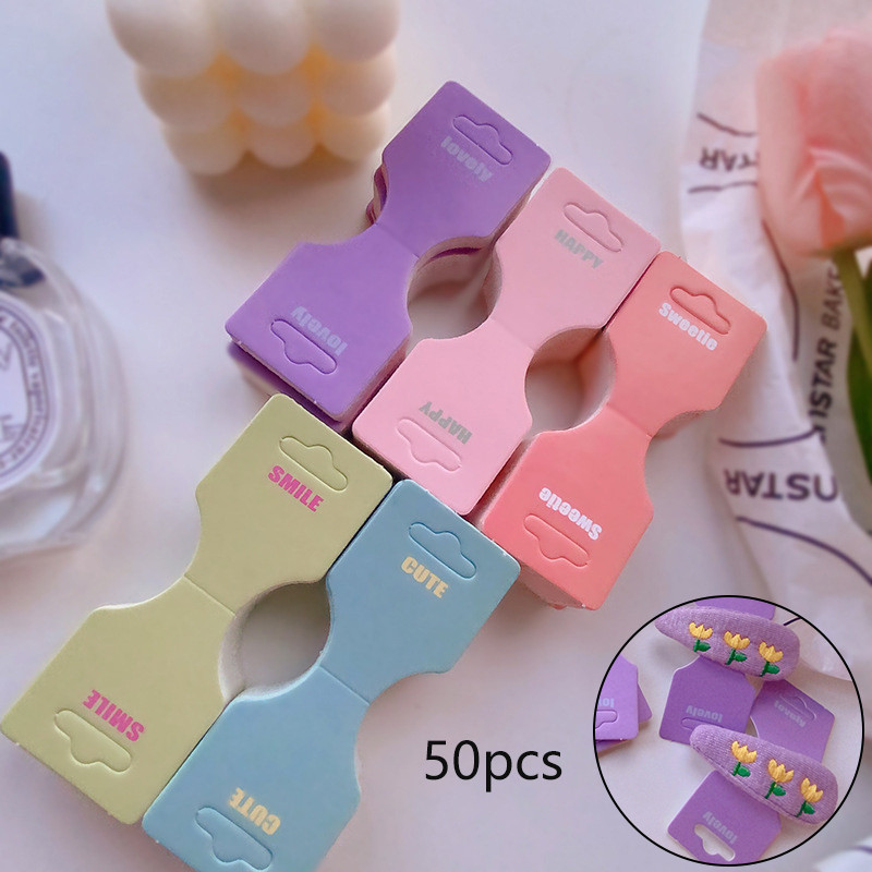 

50Pcs Colorful Half Folded Card Hair Accessories Cardboard Display Card Labels Hair Rope Packaging Card Hanging Tag Label