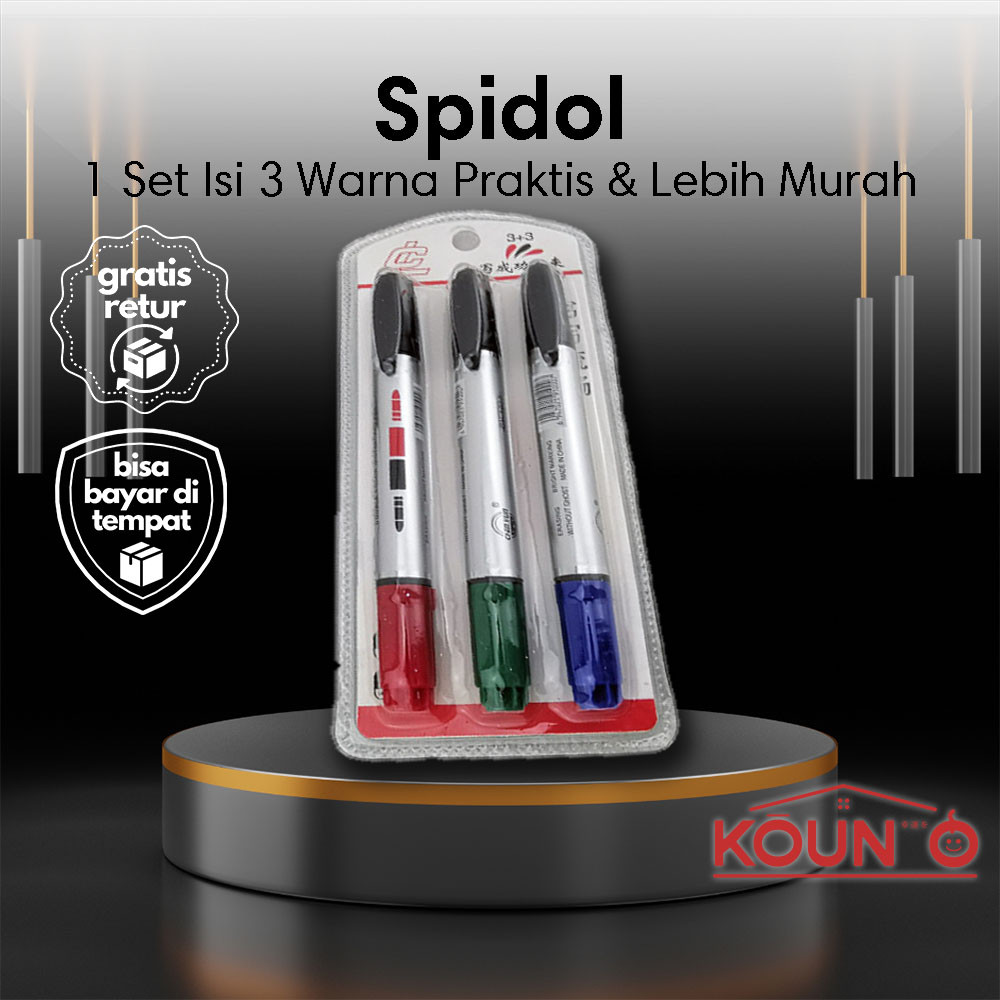 

Spidol Permanen Board Marker Tahan Lama Serbaguna Spidol Warna Permanen 1 Set 3 Pcs Hitam Merah Biru