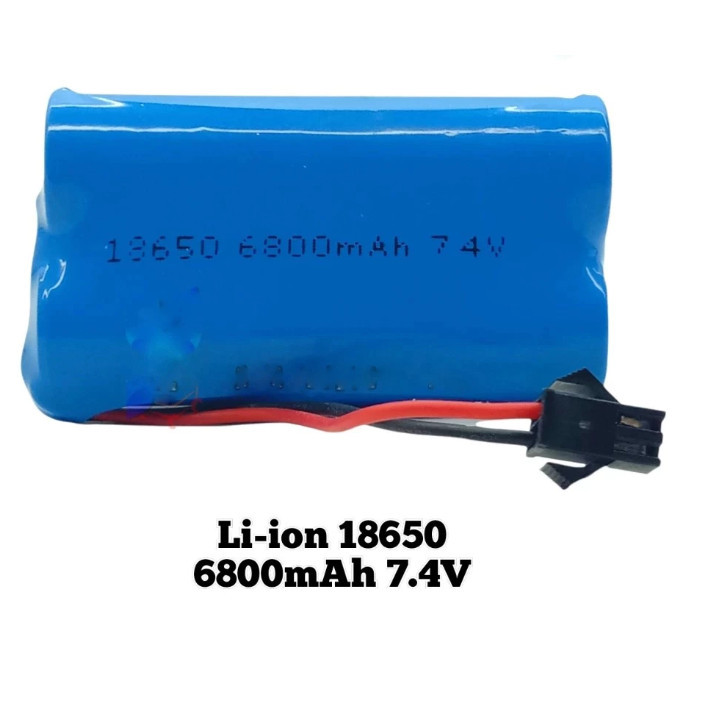 Baterai Mobil Rc Type Lithium 18650 Soket Hitam 3.7V - 6800Mah