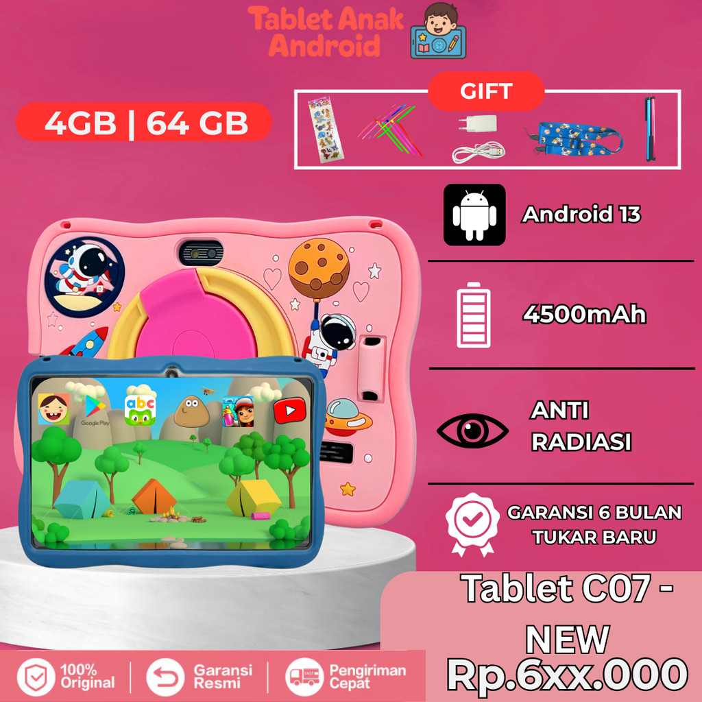 Tablet Anak Android COOLVO C07 Layar Sentuh / Tablet Anak Android