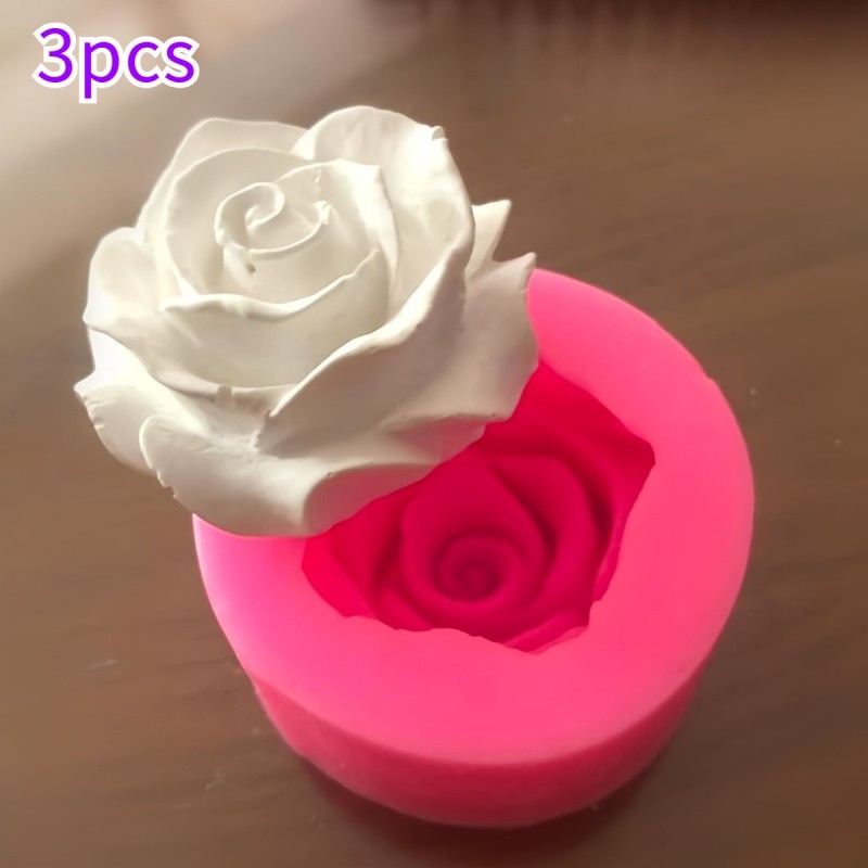

3pcs Rose Flower Silicone Mold Set for DIY Chocolates, Candies, Soaps, and Crafts - Versatile 3D Baking & Decorating Tool