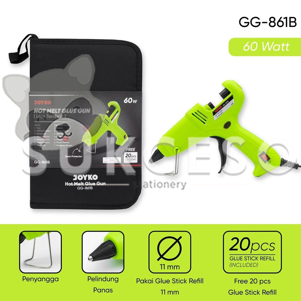 

JOYKO Hot Melt Glue Gun GG-861B 60w Besar Lem Tembak SET