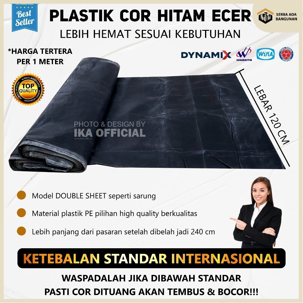 SAB Plastik Cor Hitam PE Meteran Tebal 60 Micron Packing Kantong Terpal