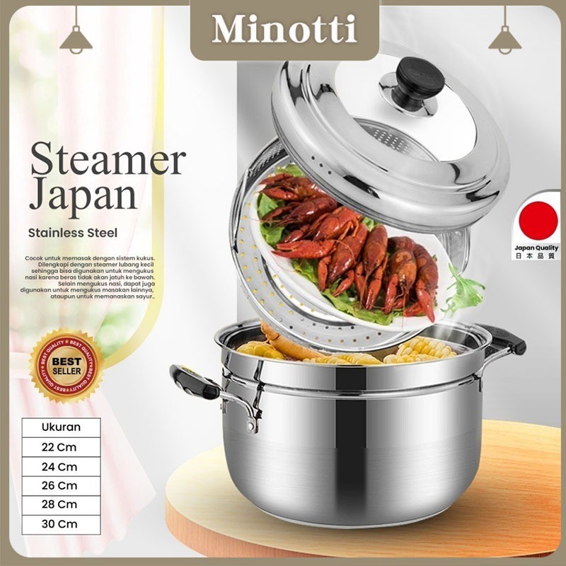 Panci kukusan tutup kaca ukuran besar Panci Kukus 2 Susun Panci Kukus Stainless Steel Dandang Panci 