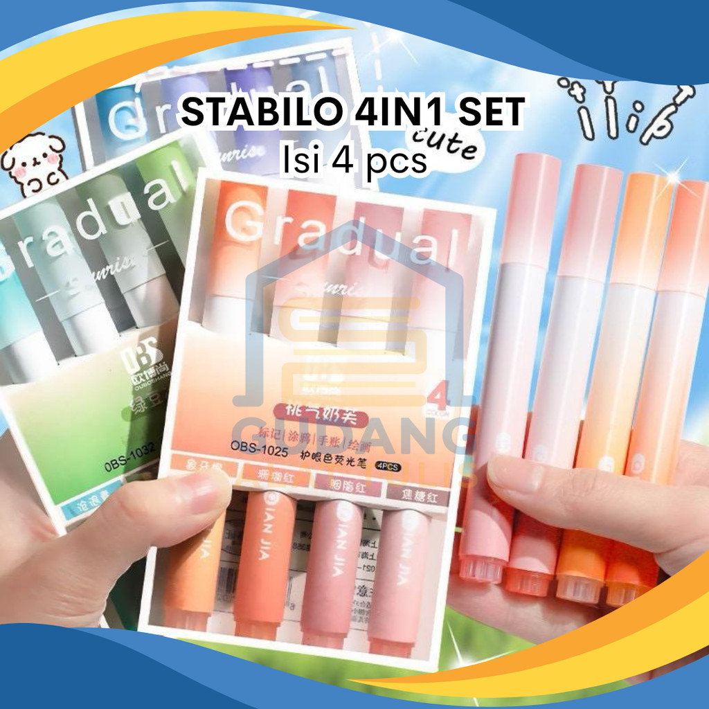 

STABILO HIGHLIGHTER 4 IN 1 GRADUASI WARNA SOFT PASTEL
