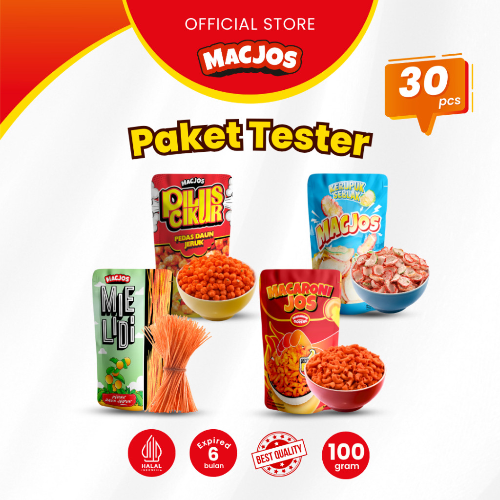 

Emama.store MACJOS Cemilan Paket Tester 30pcs - Isi 4 Varian Produk